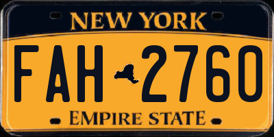 NY license plate FAH2760