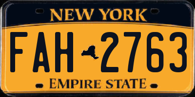 NY license plate FAH2763