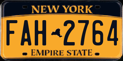 NY license plate FAH2764