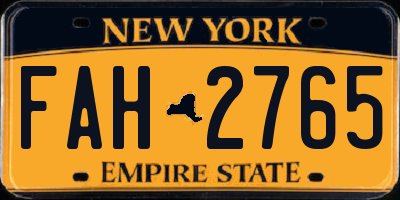 NY license plate FAH2765