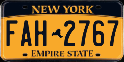 NY license plate FAH2767