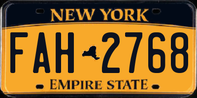 NY license plate FAH2768