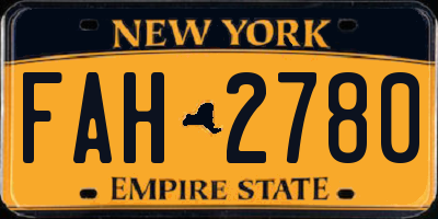 NY license plate FAH2780