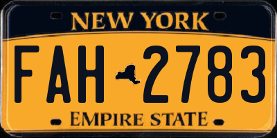 NY license plate FAH2783