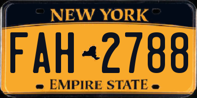 NY license plate FAH2788