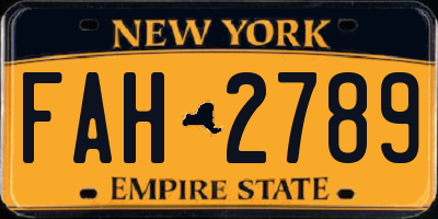 NY license plate FAH2789
