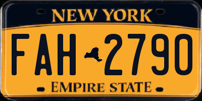 NY license plate FAH2790