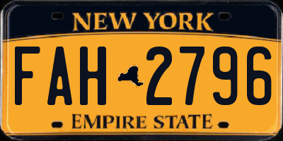 NY license plate FAH2796