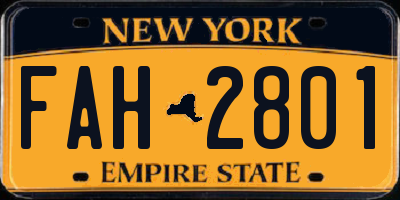 NY license plate FAH2801