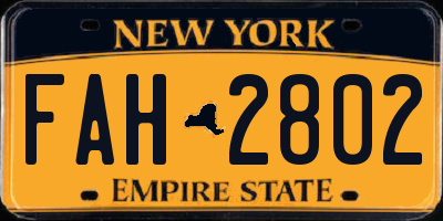 NY license plate FAH2802