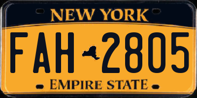 NY license plate FAH2805