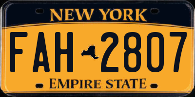 NY license plate FAH2807