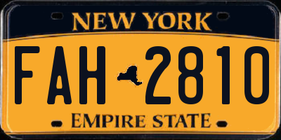 NY license plate FAH2810