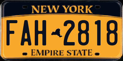 NY license plate FAH2818