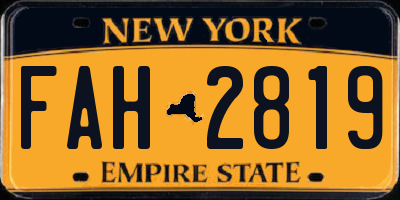 NY license plate FAH2819