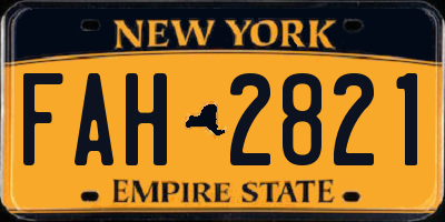 NY license plate FAH2821