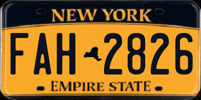 NY license plate FAH2826