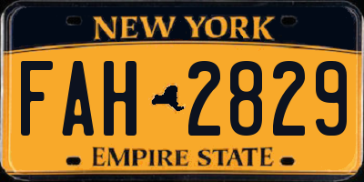 NY license plate FAH2829