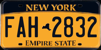NY license plate FAH2832