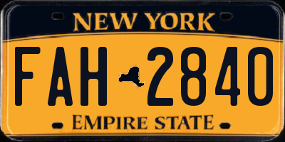 NY license plate FAH2840