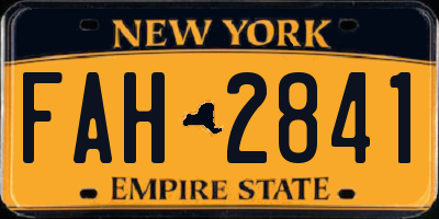 NY license plate FAH2841