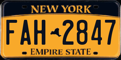 NY license plate FAH2847