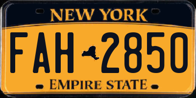 NY license plate FAH2850