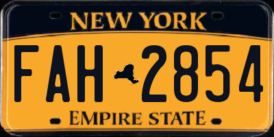 NY license plate FAH2854