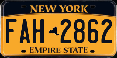 NY license plate FAH2862