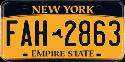 NY license plate FAH2863