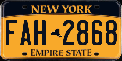 NY license plate FAH2868