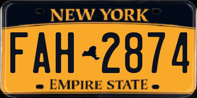 NY license plate FAH2874