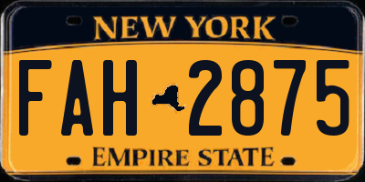 NY license plate FAH2875