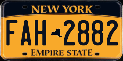 NY license plate FAH2882