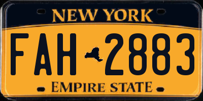 NY license plate FAH2883