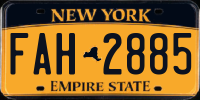 NY license plate FAH2885