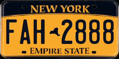 NY license plate FAH2888