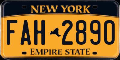 NY license plate FAH2890