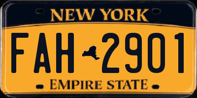 NY license plate FAH2901