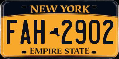 NY license plate FAH2902