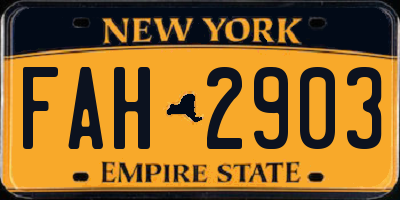 NY license plate FAH2903