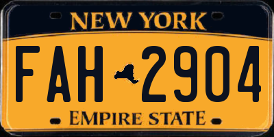 NY license plate FAH2904