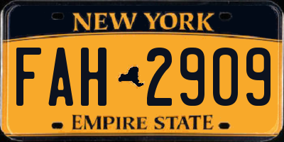 NY license plate FAH2909