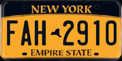 NY license plate FAH2910