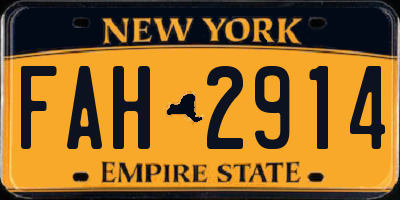 NY license plate FAH2914