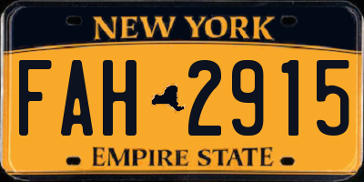 NY license plate FAH2915