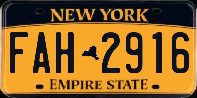 NY license plate FAH2916