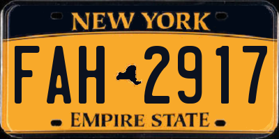 NY license plate FAH2917