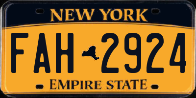 NY license plate FAH2924