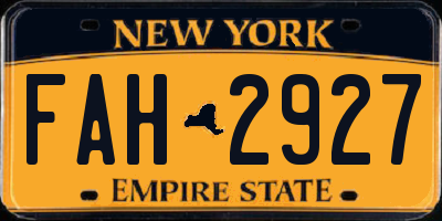 NY license plate FAH2927